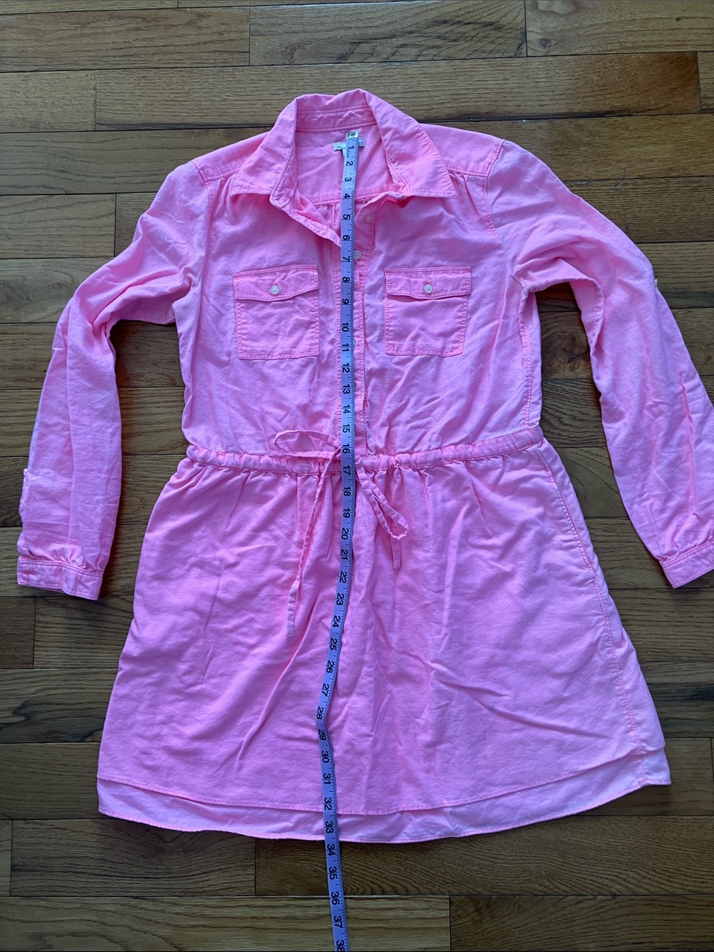 GAP - Women’s Roll Sleeve Mini Dress in Neon Flamingo Pink - Small - Picture 5 of 11